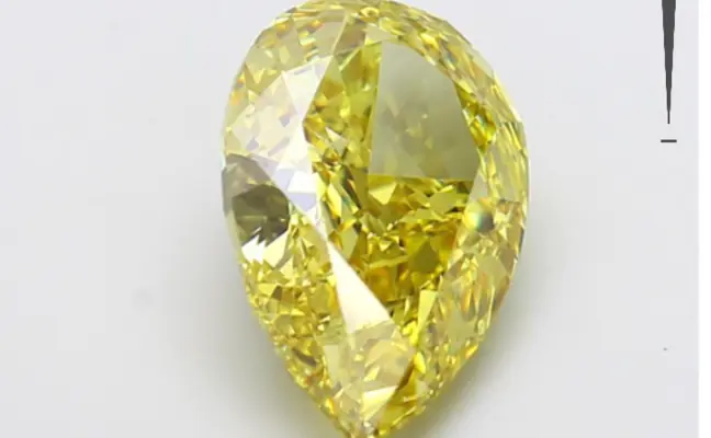 8 Carat Fancy Yellow Lab-Grown Pear-Shaped Diamond | Elongated Cut | Length-to-Width Ratio 1.55 Ideal