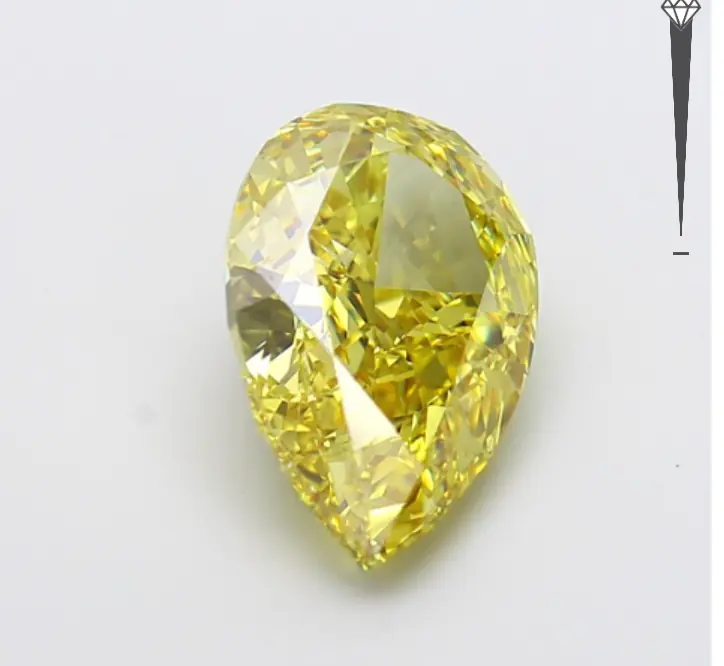 8 Carat Fancy Yellow Lab-Grown Pear-Shaped Diamond | Elongated Cut | Length-to-Width Ratio 1.55 Ideal