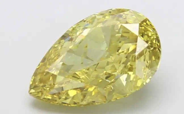 8 Carat Fancy Yellow Lab-Grown Pear-Shaped Diamond | Elongated Cut | Length-to-Width Ratio 1.55 Ideal