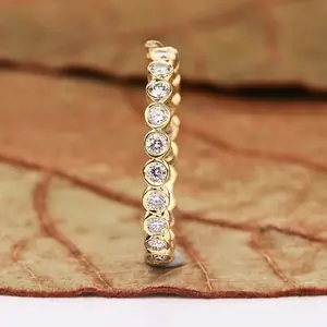 Round Cut Bezel Set Lab Grown Diamond Wedding Band