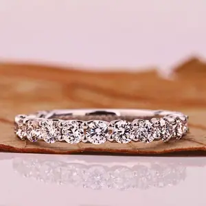 Round Cut Half Eternity Lab Grown Diamond Wedding Band