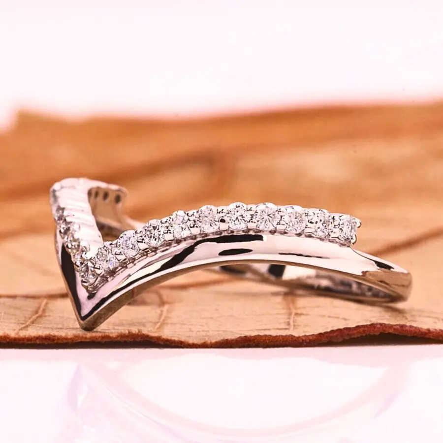 Curved Diamond Wedding Band