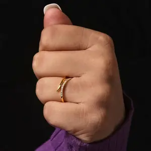 Modern Curvy Bypass Diamond Wedding Band