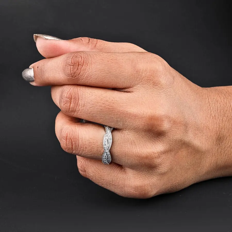Twisted Diamond Eternity Band Ring