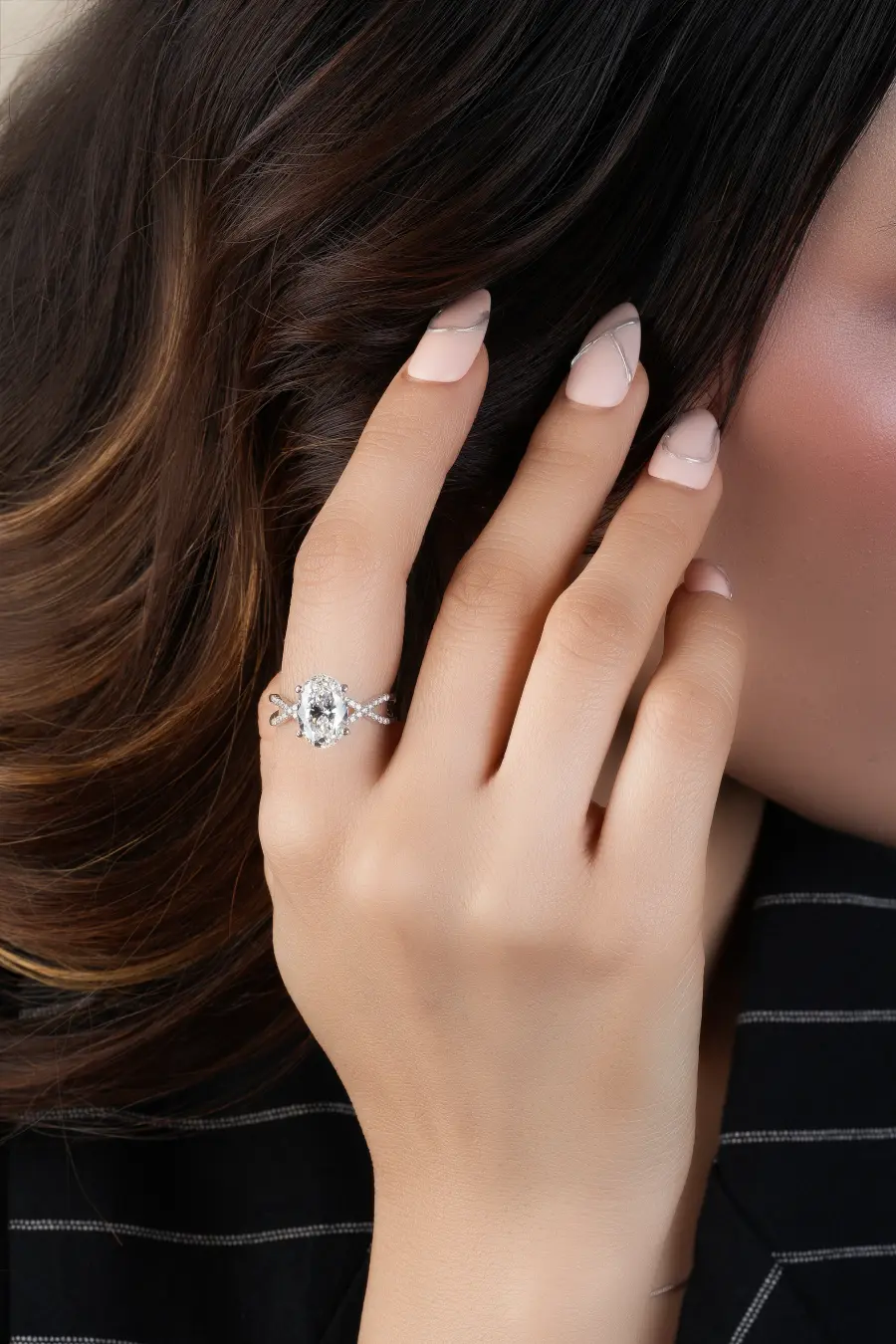 Vintage Oval Cut Diamond Twisted Engagement Ring