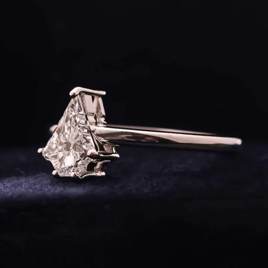 Unique Christmas Tree Cut Diamond Solitaire Ring