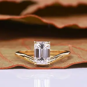Modern Emerald Cut Lab Diamond East to West Ring