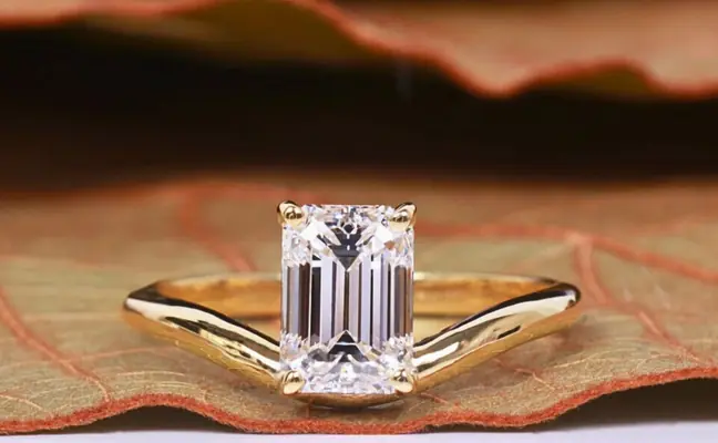 Modern Emerald Cut Lab Diamond East to West Ring