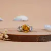 Round Citrine 3 Stone Lab Grown Diamond Engagement Ring, image 1
