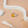Round Citrine 3 Stone Lab Grown Diamond Engagement Ring, image 2