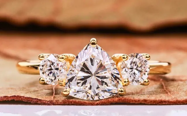 Trillion Cut Three Stone Lab Grown Diamond Engagement Ring