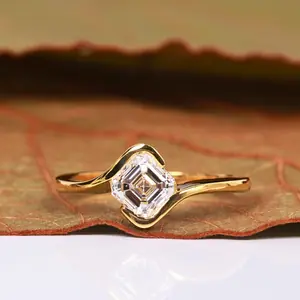 1 Carat Asscher Cut Lab Grown Diamond Ring