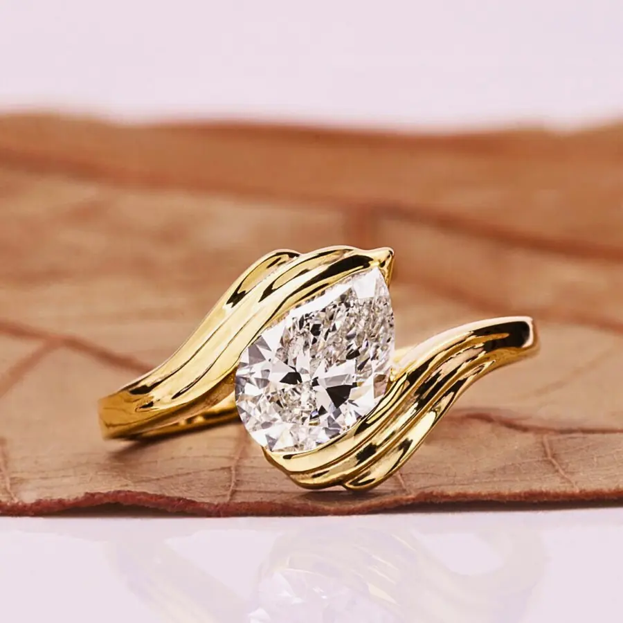 Pear Cut Lab Grown Diamond Bypass Ring
