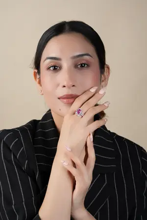 Radiant Pink Sapphire Emerald Cut Engagement Ring