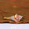Orange Pear Cut Lab Grown Diamond Ring with Round Side Diamonds, image 3