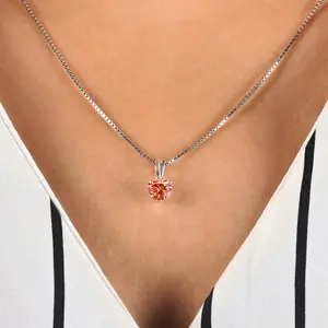 Vivid Red Heart Shape Lab Grown Diamond Pendant