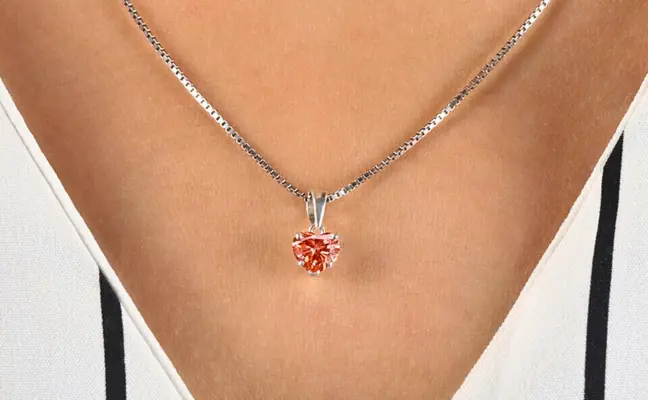 Vivid Red Heart Shape Lab Grown Diamond Pendant