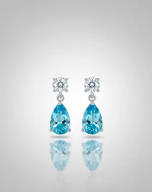 Azure Droplet Diamond Earrings