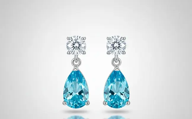 Azure Droplet Diamond Earrings