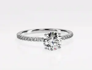 Scalloped Pavé Diamond Engagement Ring | Channel set, round diamonds