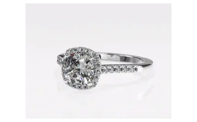 Stunning, Clear and White, Cushion Cut Halo | Diamond Engagement Ring