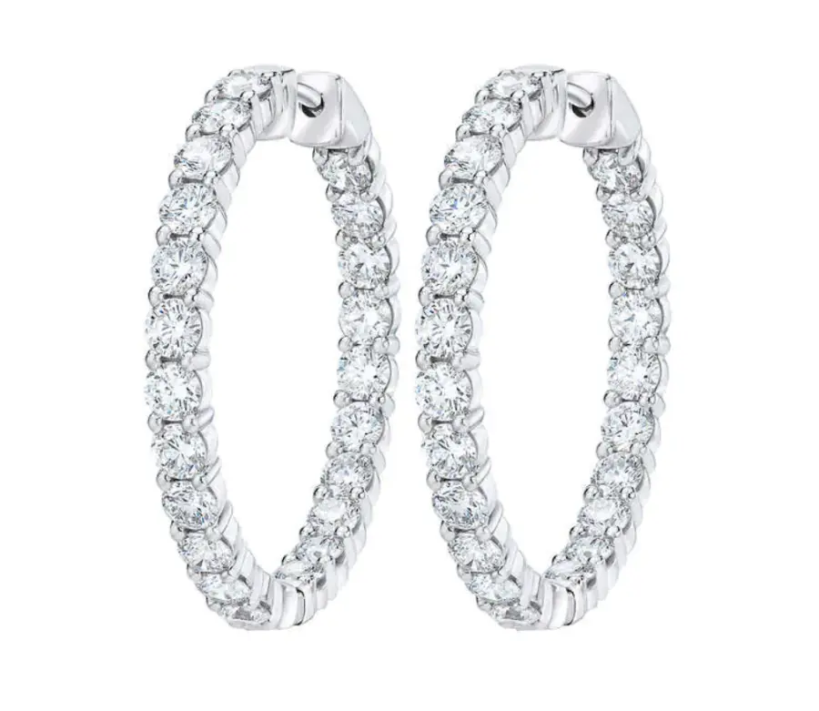 Round Brilliant 4.00 ctw VS2 Clarity, I-J Color Diamond 14kt White Gold Inside Outside Hoop Earrings