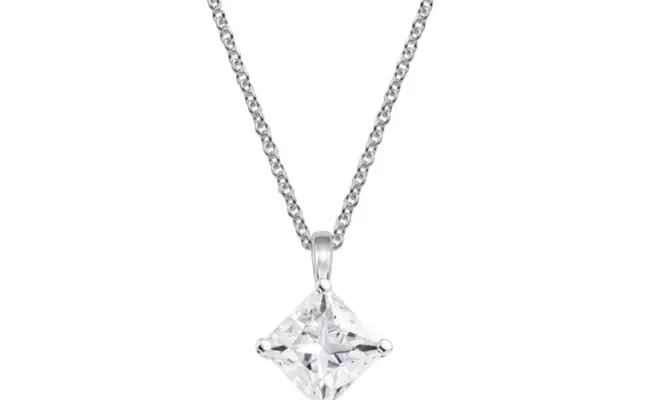 Prong-Set, Floating 1.00 Carat Princes Cut Solitaire Pendant