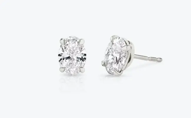 CaratX 1.00 carat weight oval cut diamond stud earrings
