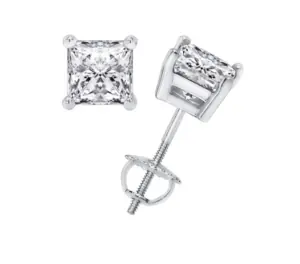 1/4 ctw CaratX Premium Princess Cut Natural Diamond Stud Earrings