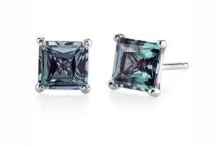 2.50 ctw Rare Alexandrite Stud Earrings set in 14kt white gold