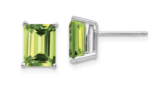 Emerald Cut Peridot Stud Earrings | Pushback | CaratX Color Collection