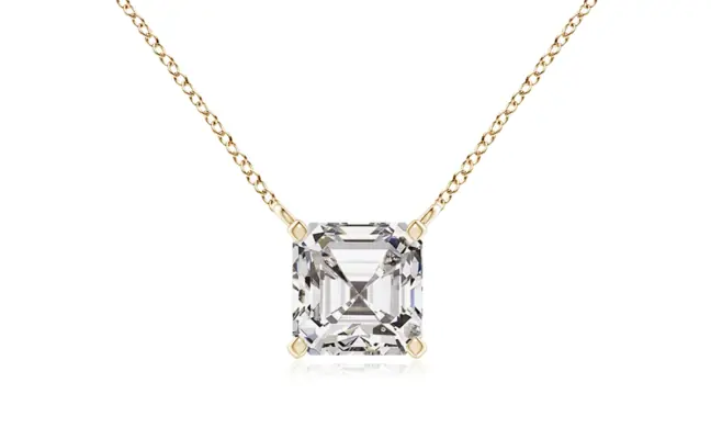 1/6 CTW Asscher Cut Diamond Pendant in 14kt Yellow Gold | CaratX Asscher Cut Jewelry