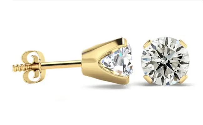 2.00 CTW H Color SI2 Round Diamond Stud Earrings | Basket setting | CaratX Earring Collection