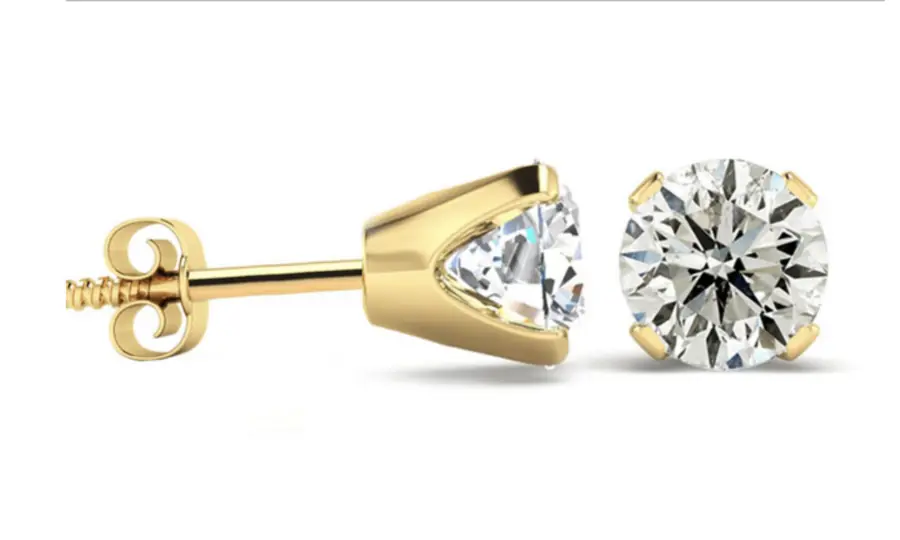 2.00 CTW H Color SI2 Round Diamond Stud Earrings | Basket setting | CaratX Earring Collection