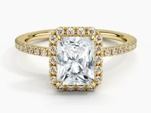 Excellent 1.95 ctw Radiant Cut Natural Diamond Ring | Halo Setting in solid gold