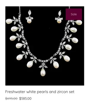 Simayaz Freshwater white pearls and zircon set | Simayaz Neckalces |