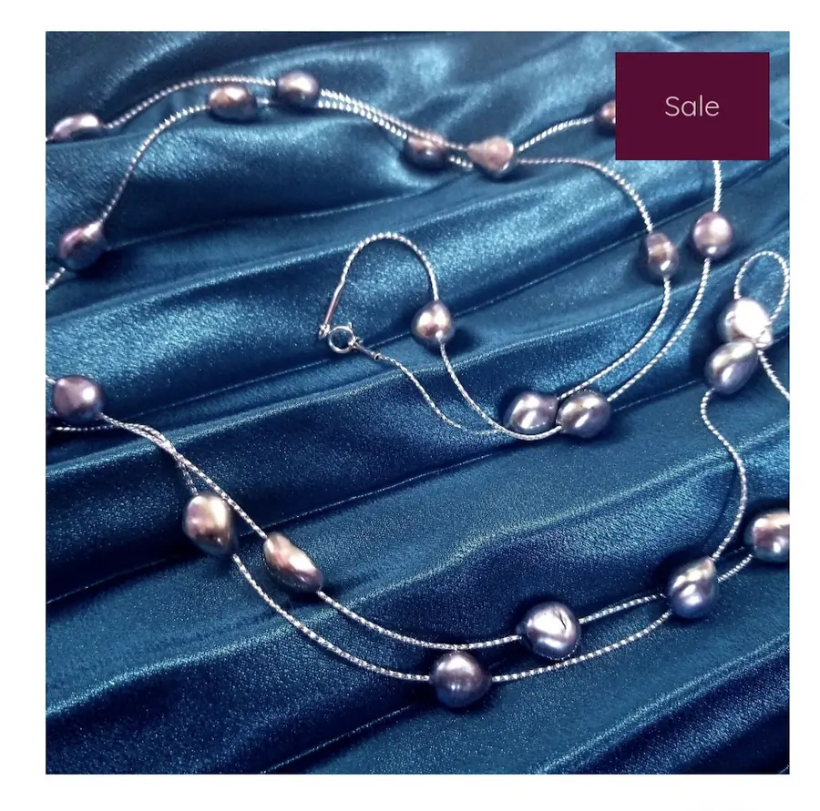 Simayaz Natural Pearls in a Spaced, Long String Style Necklace