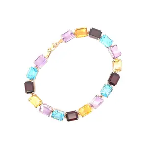 10K yellow gold, multi-color stone bracelet