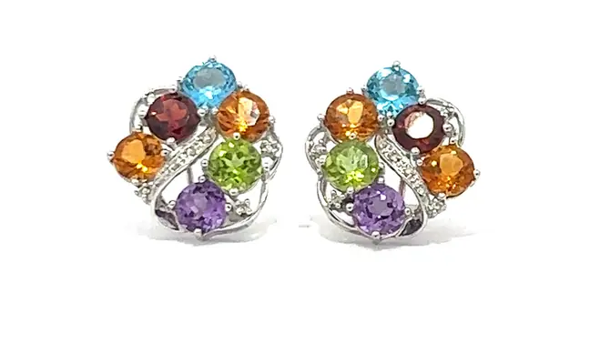 14KW multi-color stone earrings