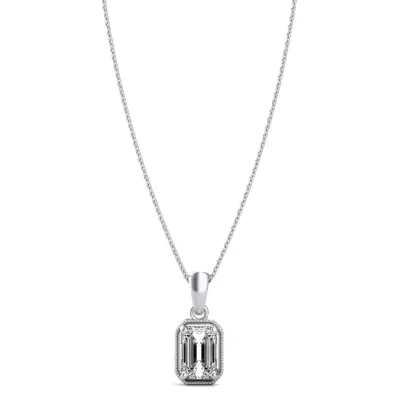 1.00 Carat Emerald Solitaire Gold Necklace