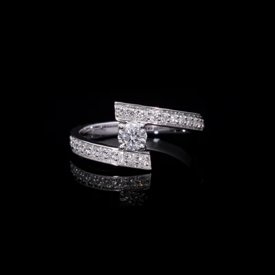 Lab Grown Diamonds - Round Bypass Shank Solitaire Ring