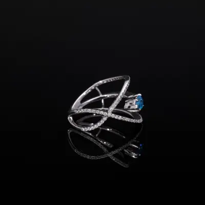 Blue Pear Lab Grown Diamond Ring