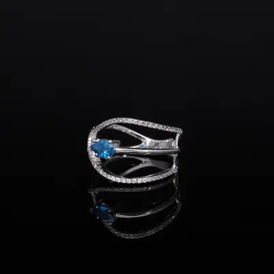 Blue Pear Lab Grown Diamond Ring