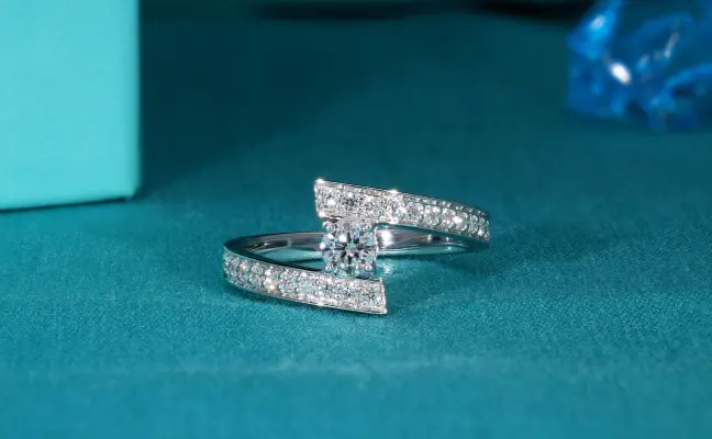 Round Lab Diamond Bypass Shank Solitaire Ring