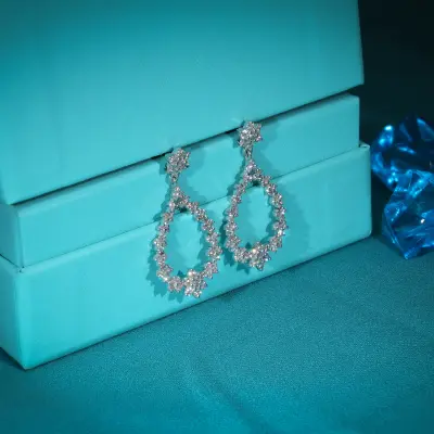 Lab Grown Diamond Round Brilliant Floral Drop Earrings