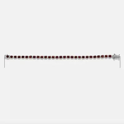 Asscher Cut Brazilian Cherry Citrine and Moissanite Tennis Bracelet Platinum Over Sterling Silver (7.25 In) 9.90 ctw