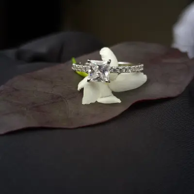 Princess Cut Accent Diamond Ring