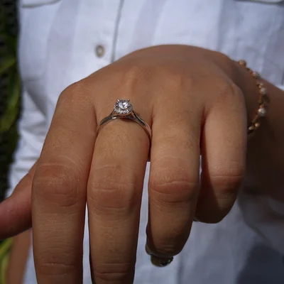 Round Solitaire Halo Diamond Ring