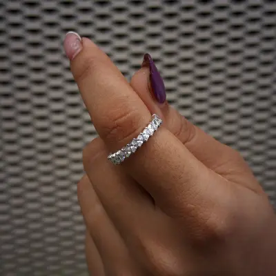 Marquise Cut Lab Grown Diamond Eternity Wedding Band