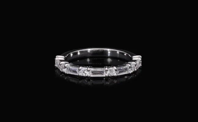 Baguette Cut Lab Grown Diamond Half Eternity Band